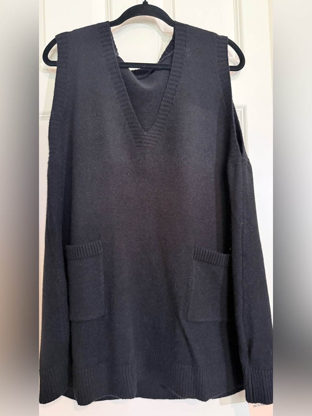 BloomChic Black V-Neck Sweater Vest with Front Pockets